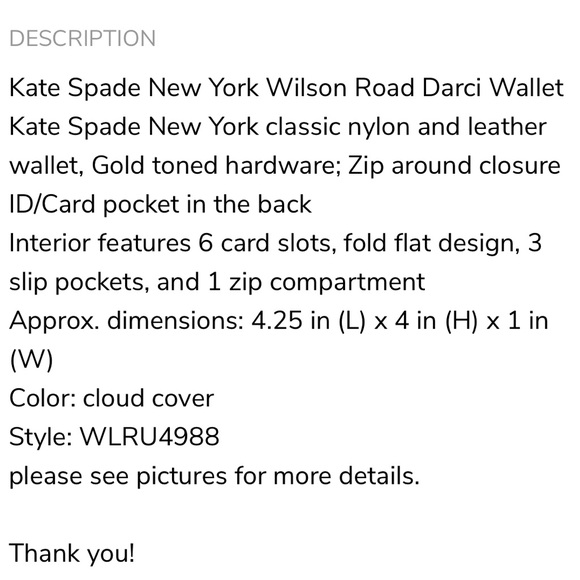 Kate Spade light blue “darci” wallet - Picture 7 of 7